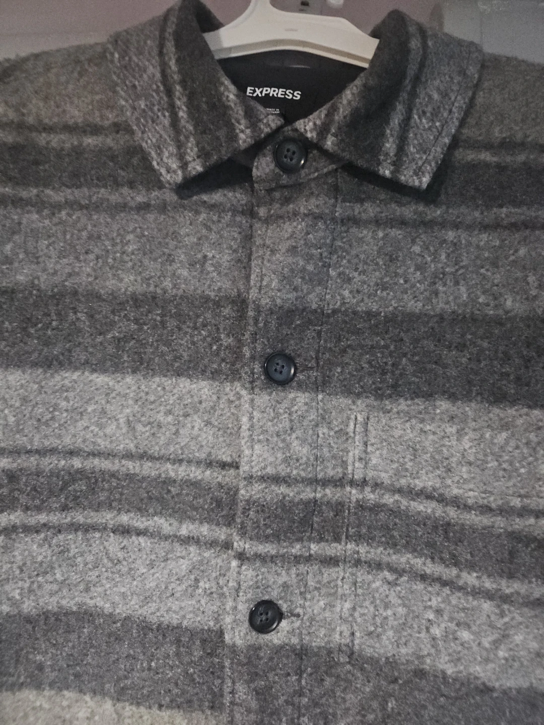 Express Striped Button-Up Shirt Jacket - photo 2