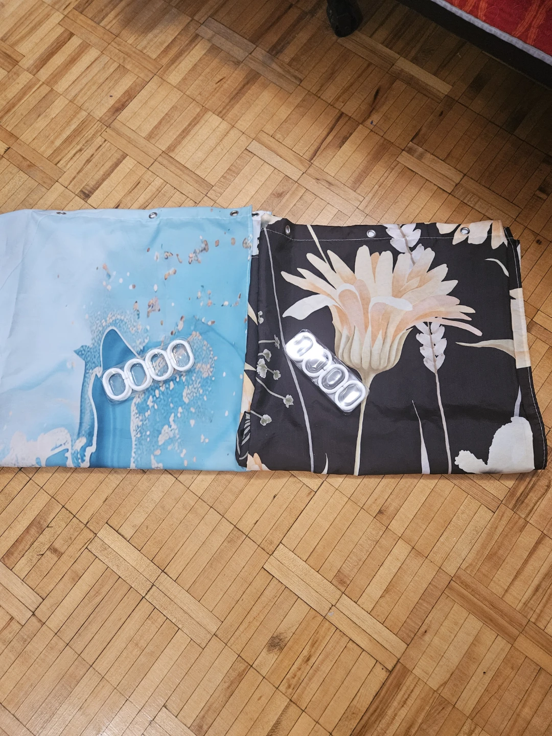 Shower Curtain Set - Floral & Blue Marble Designs
