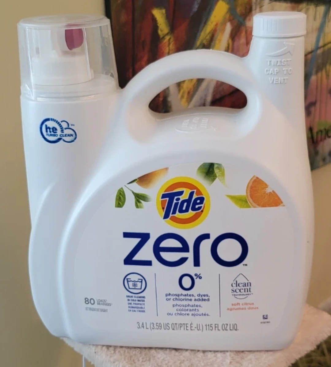 Tide Zero HE Turbo Liquid Laundry Detergent, Citrus, 115 FL OZ