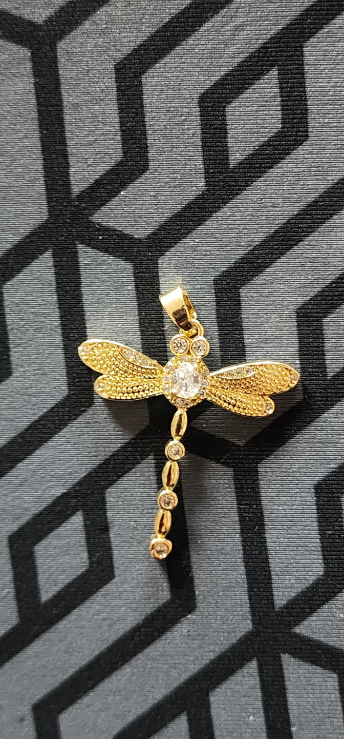 Gold plated Dragonfly Pendant  with Rhinestones - photo 3