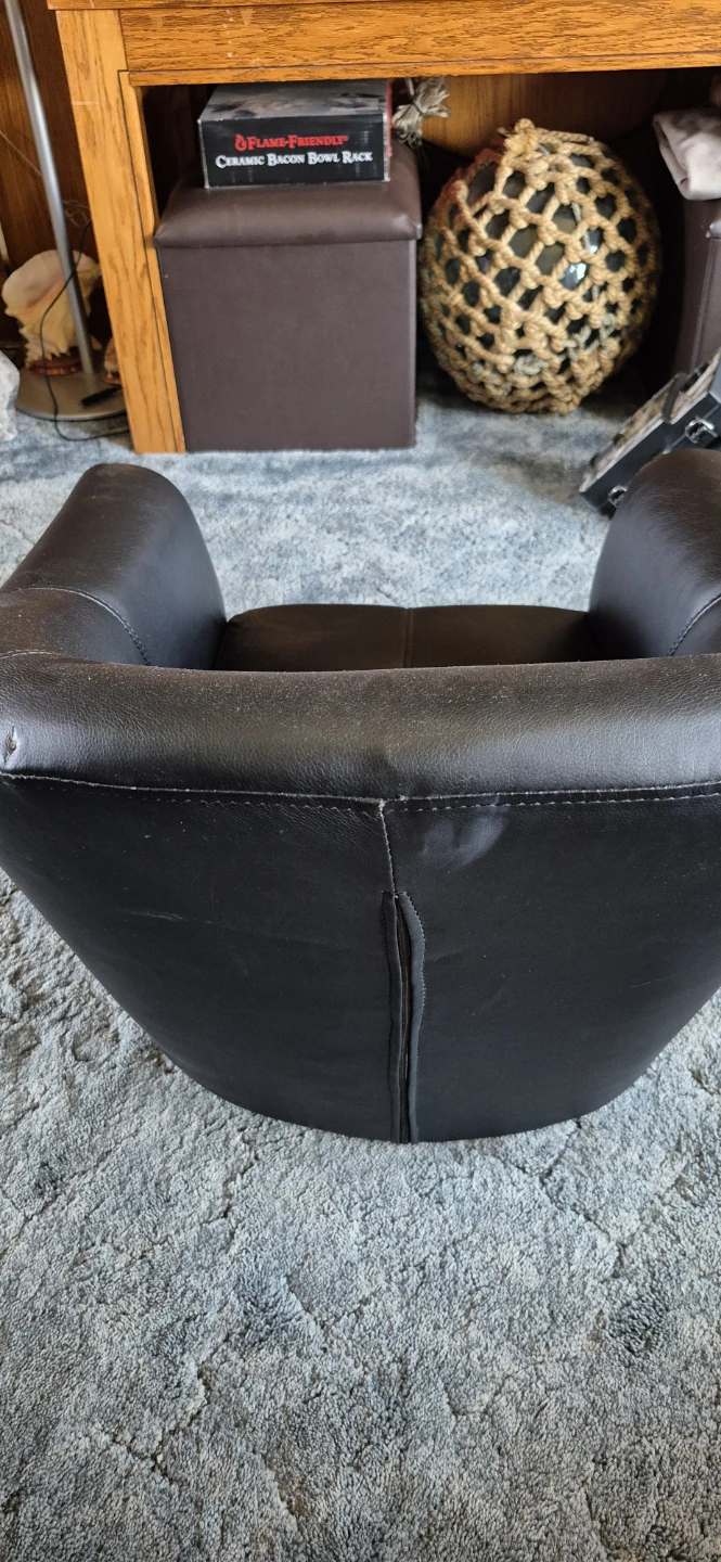 Black Faux Leather Accent Chair - photo 2