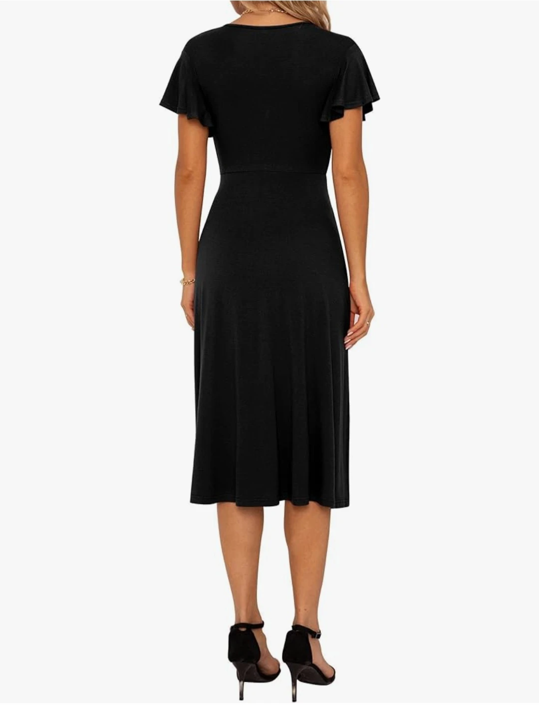 GRECERELLE Black Wrap V-Neck Dress Small - photo 4