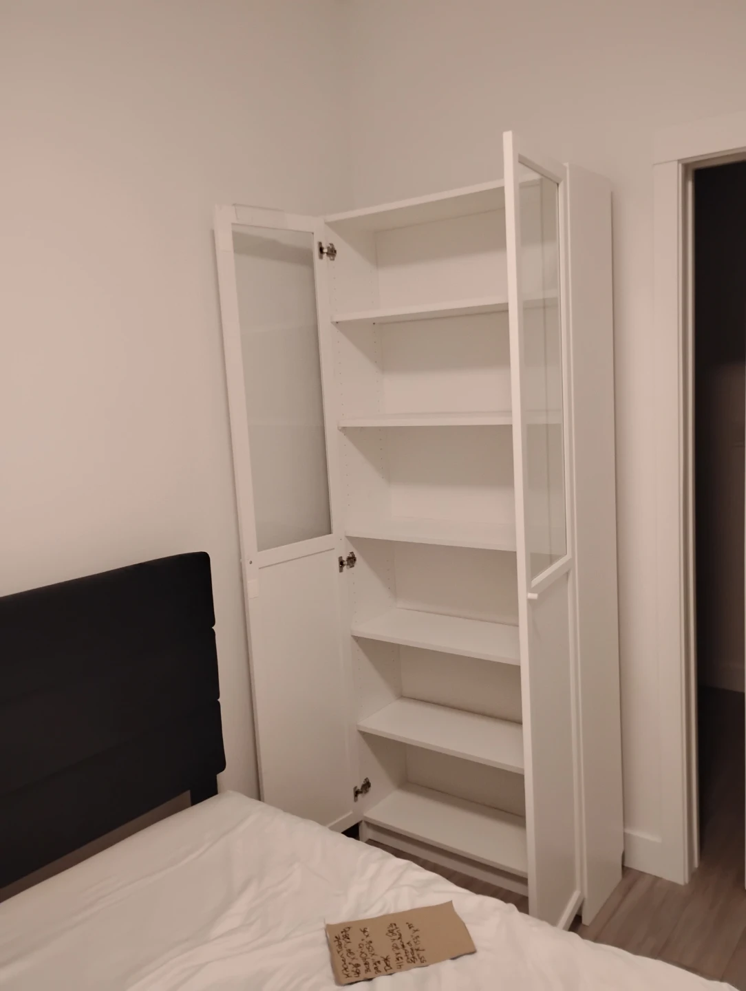 White IKEA Billy Oxberg Bookcase with Glass Doors - photo 2