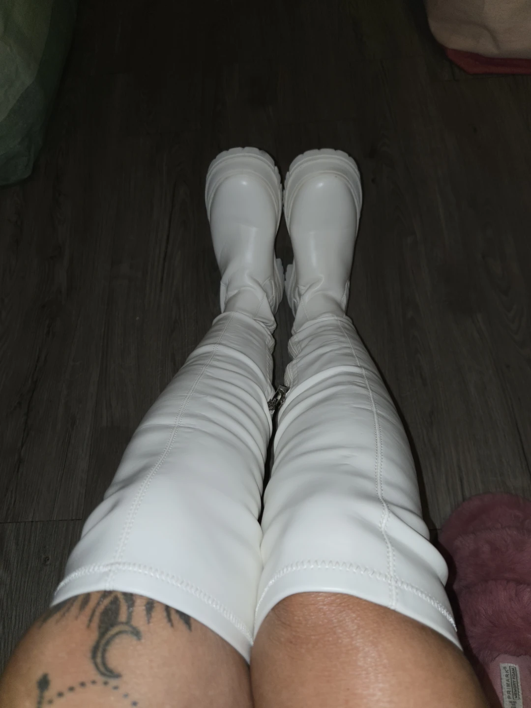White Over The Knee Boots with Side Zipper - photo 2