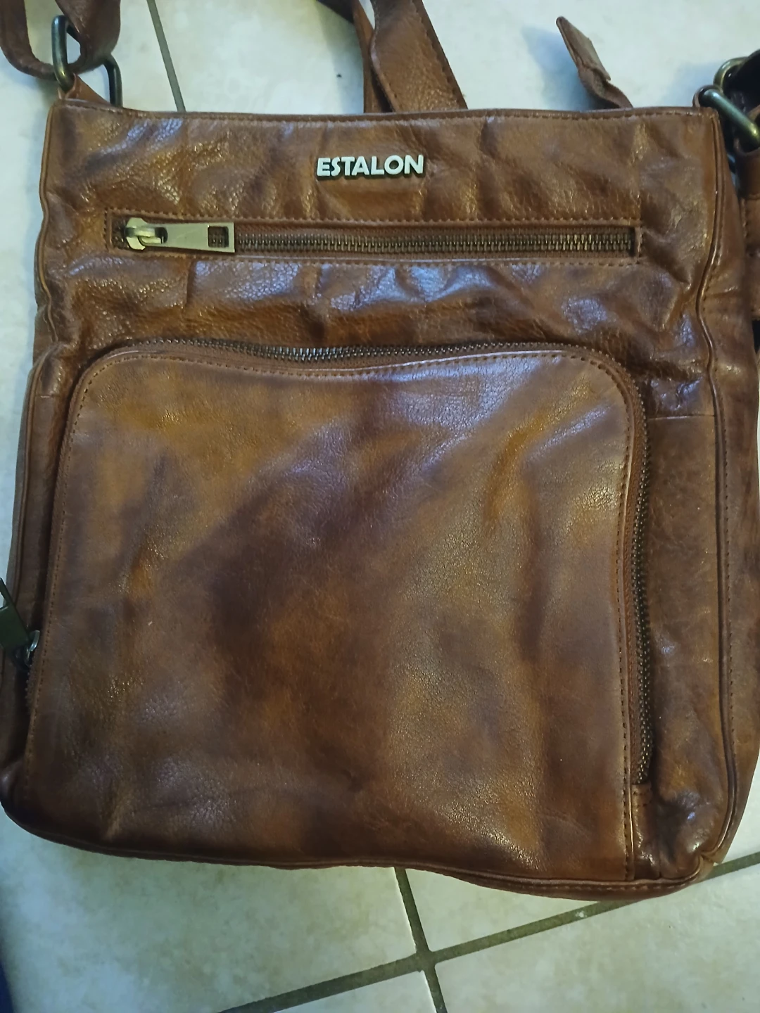 Estalon Brown Leather Crossbody Bag