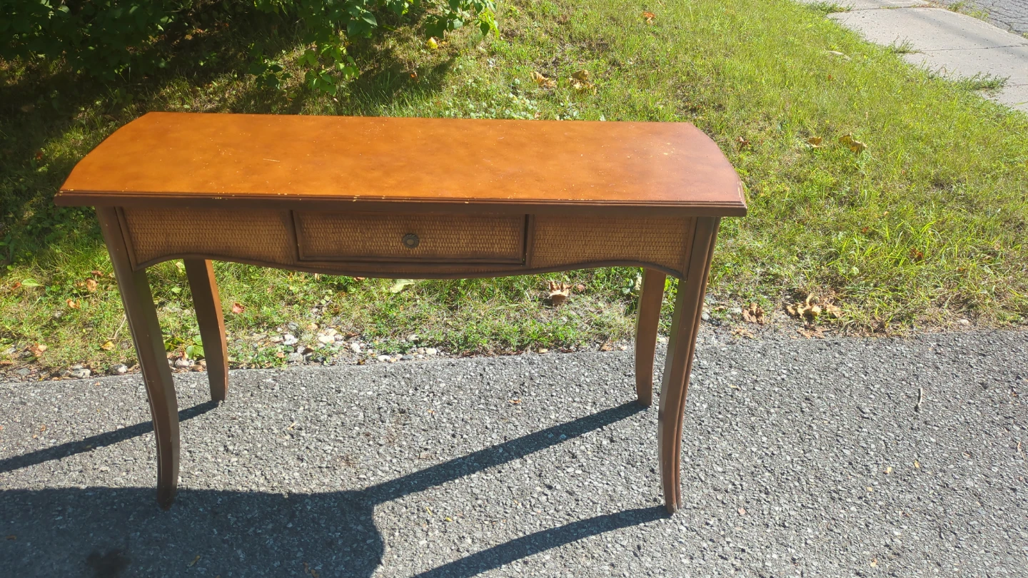 Vintage Wood Console Table with Drawer