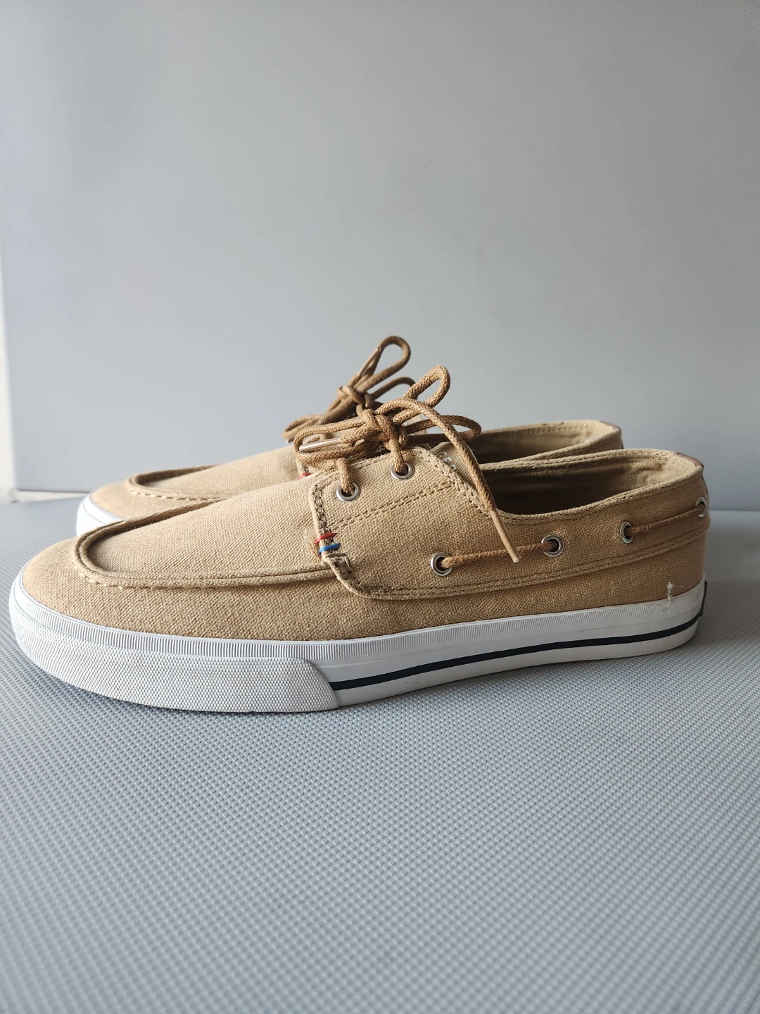 Tommy Hilfiger Tan Canvas Boat Shoes