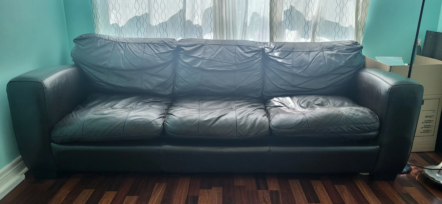Dark Brown Genuine Leather Sofa Bed