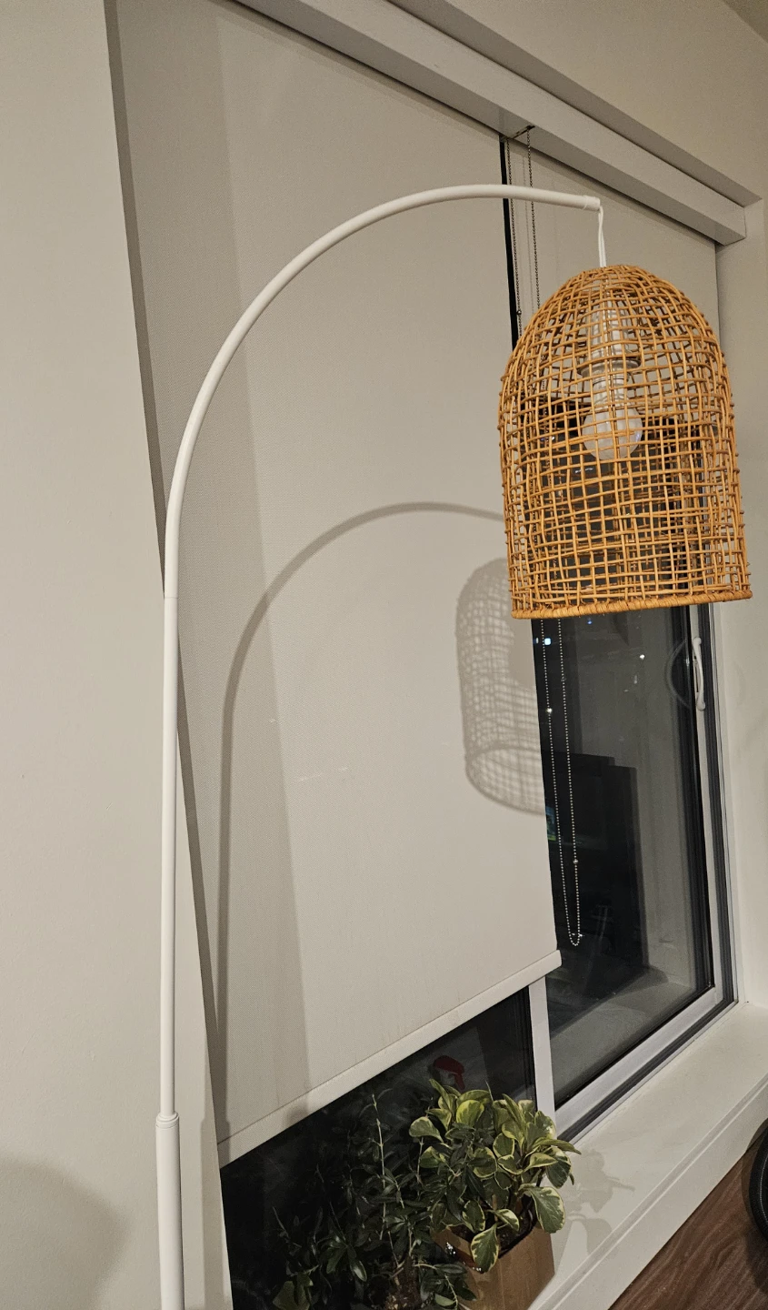 Arc Floor Lamp with Wicker Shade - must be gone ASAP