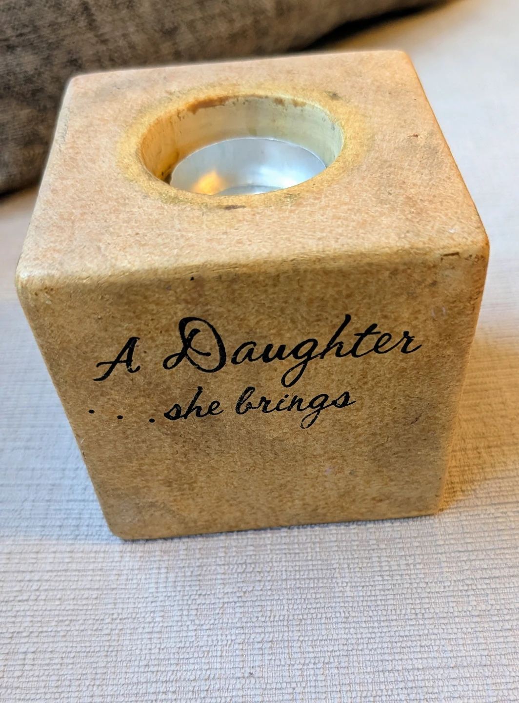 Daughter Tea Light Candle Holder with Inspirational Quote