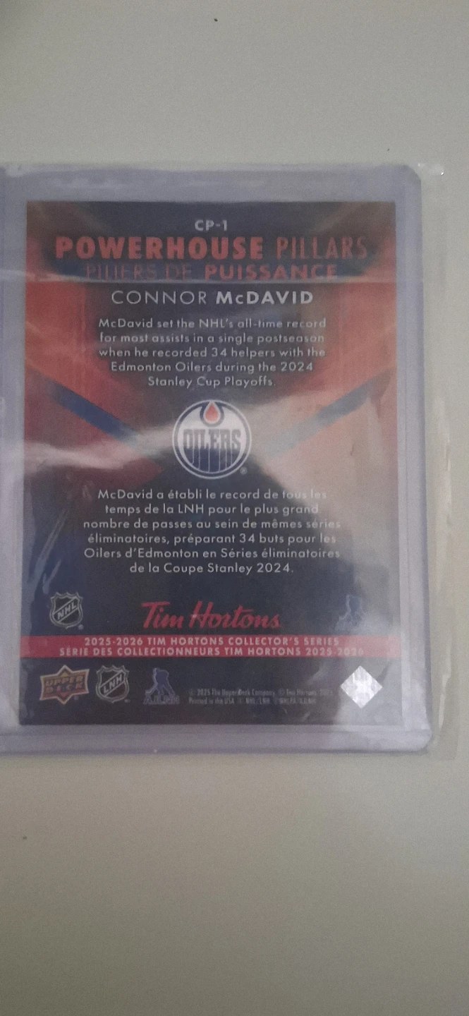 Tim Hortons Powerhouse Pillars Connor McDavid Hockey Card - photo 2
