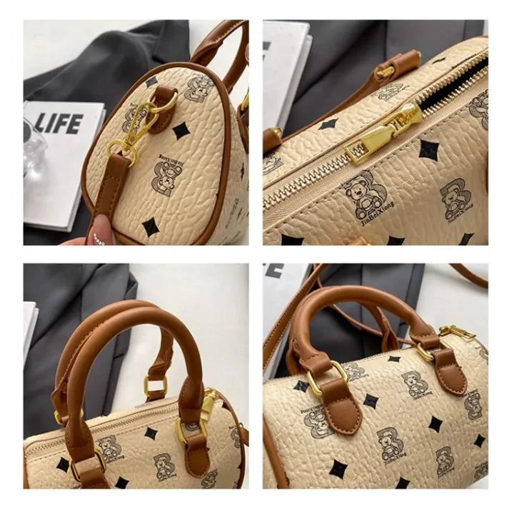 SMALL Barrel Bag with Bear Print - photo 3