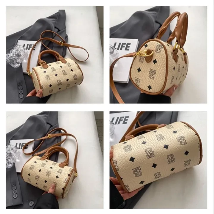 SMALL Barrel Bag with Bear Print - photo 4
