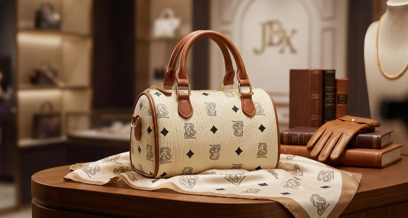 SMALL Barrel Bag with Bear Print