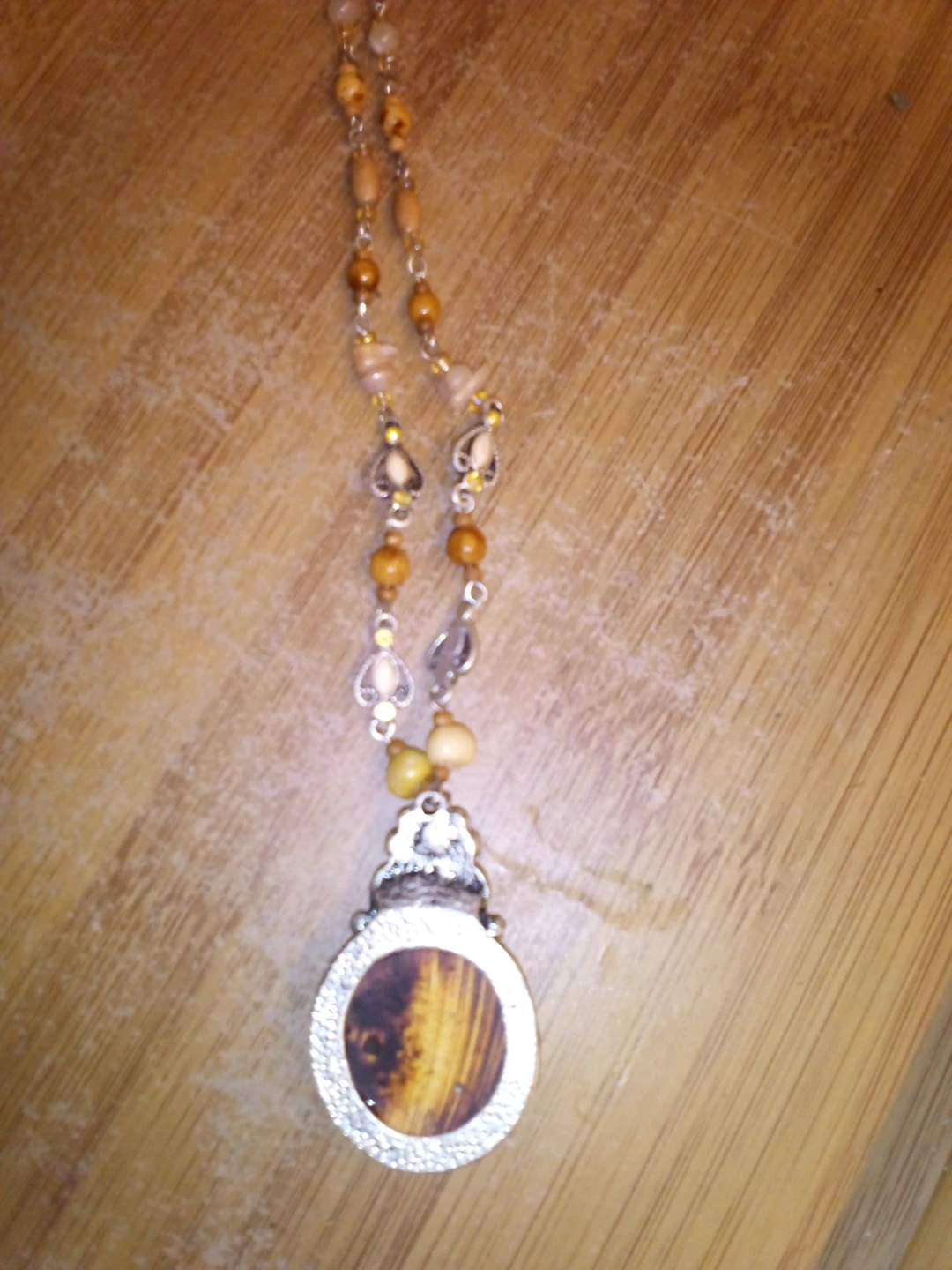 Beaded Pendant Necklace with Tiger Eye Stone - photo 2