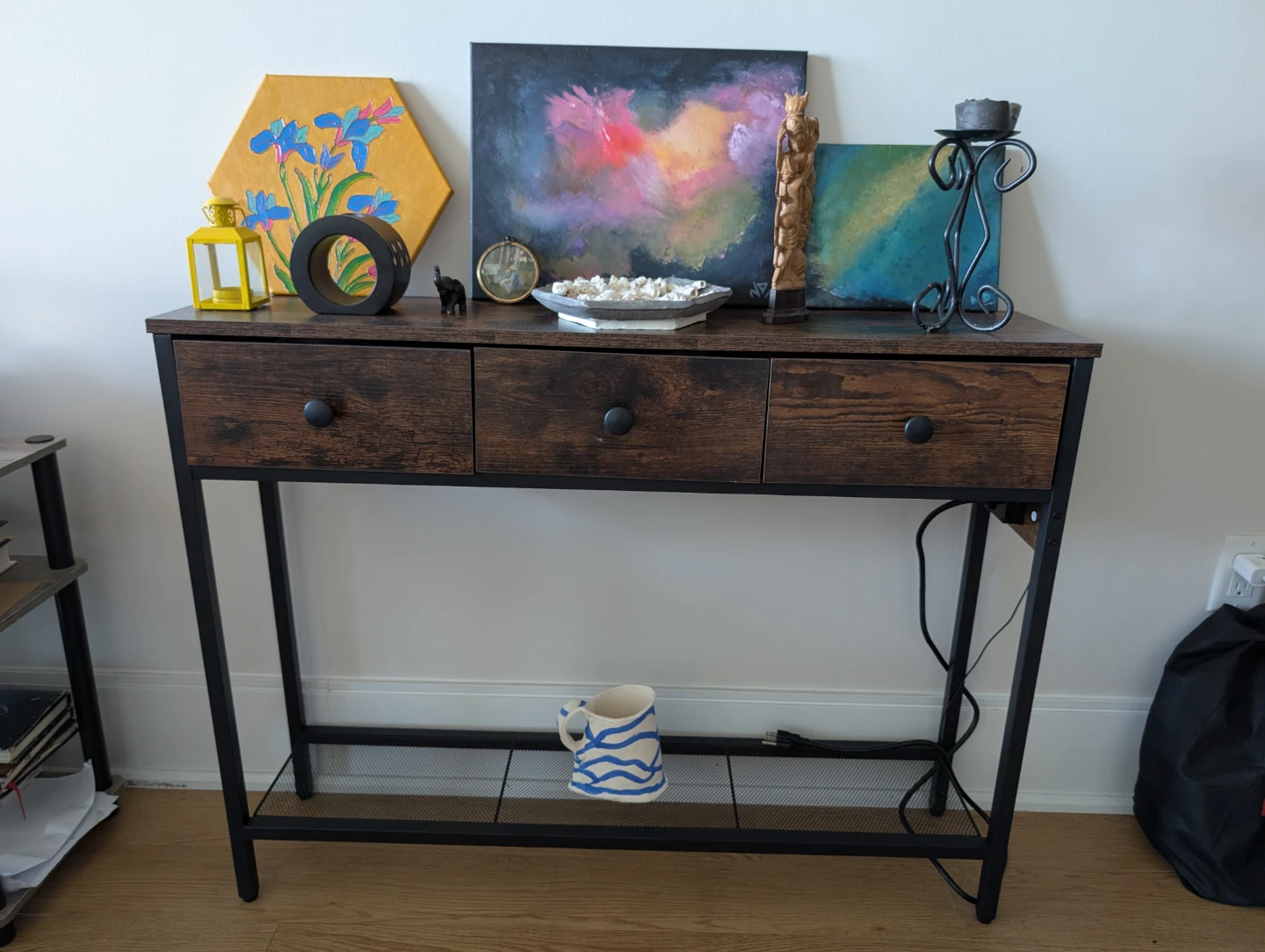 Console Table with 3 Drawers and Power Outlet