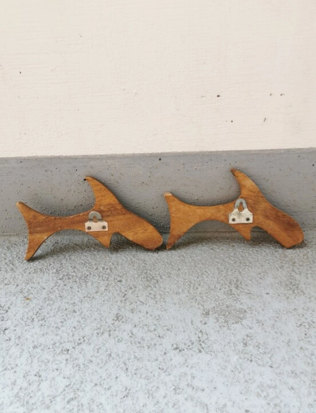 Vintage Hand Carved Hand Painted Wooden Salmon Wall Art Pair - photo 5