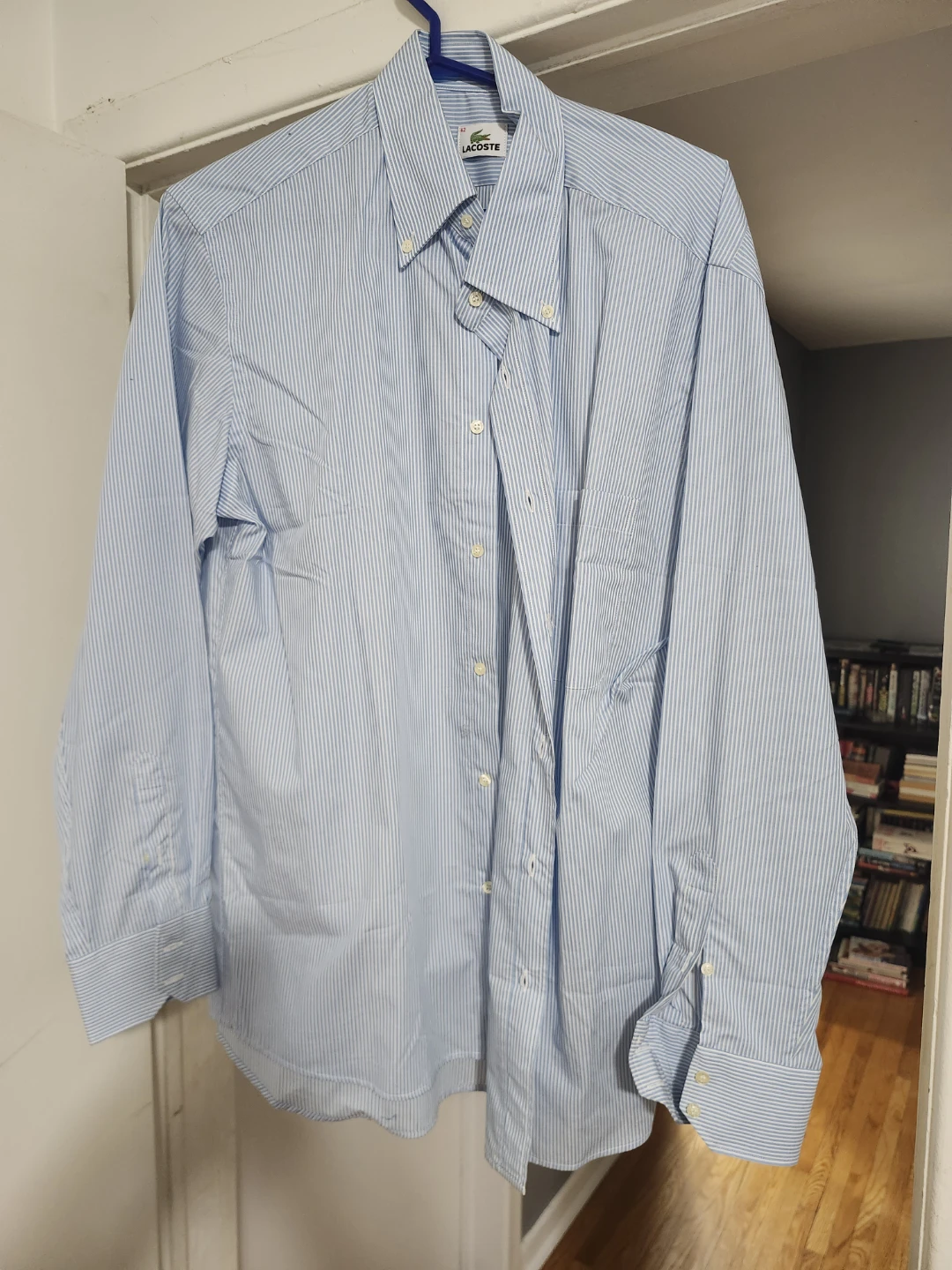 Lacoste Blue Striped Button-Up Shirt