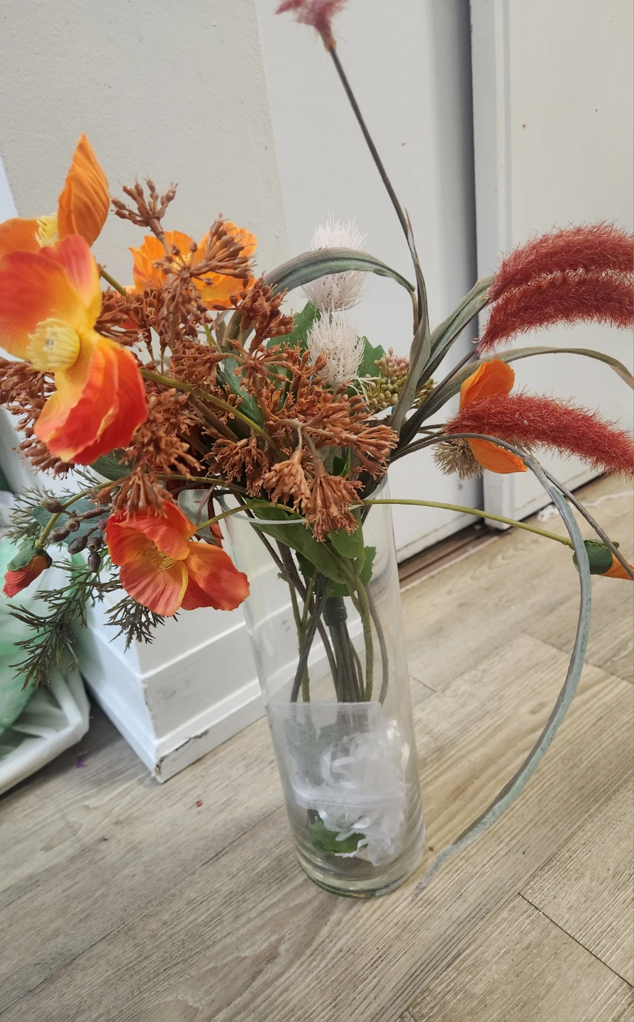 Artificial Flower Arrangement in Glass Vase