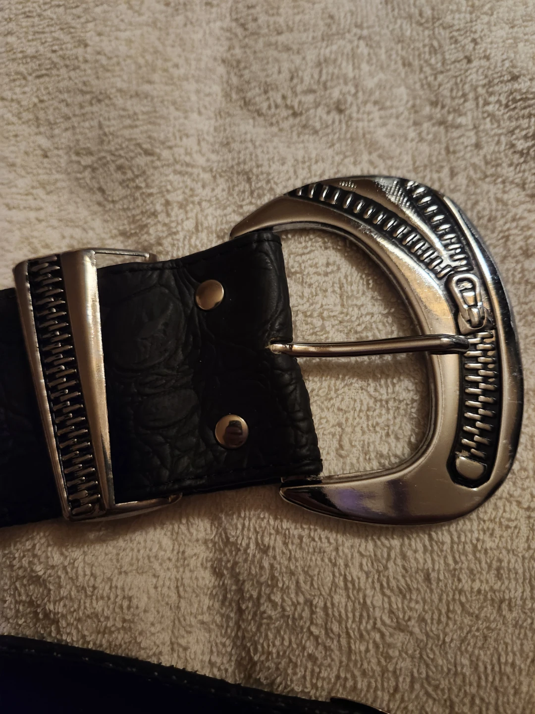 Black leather womens belt - photo 2