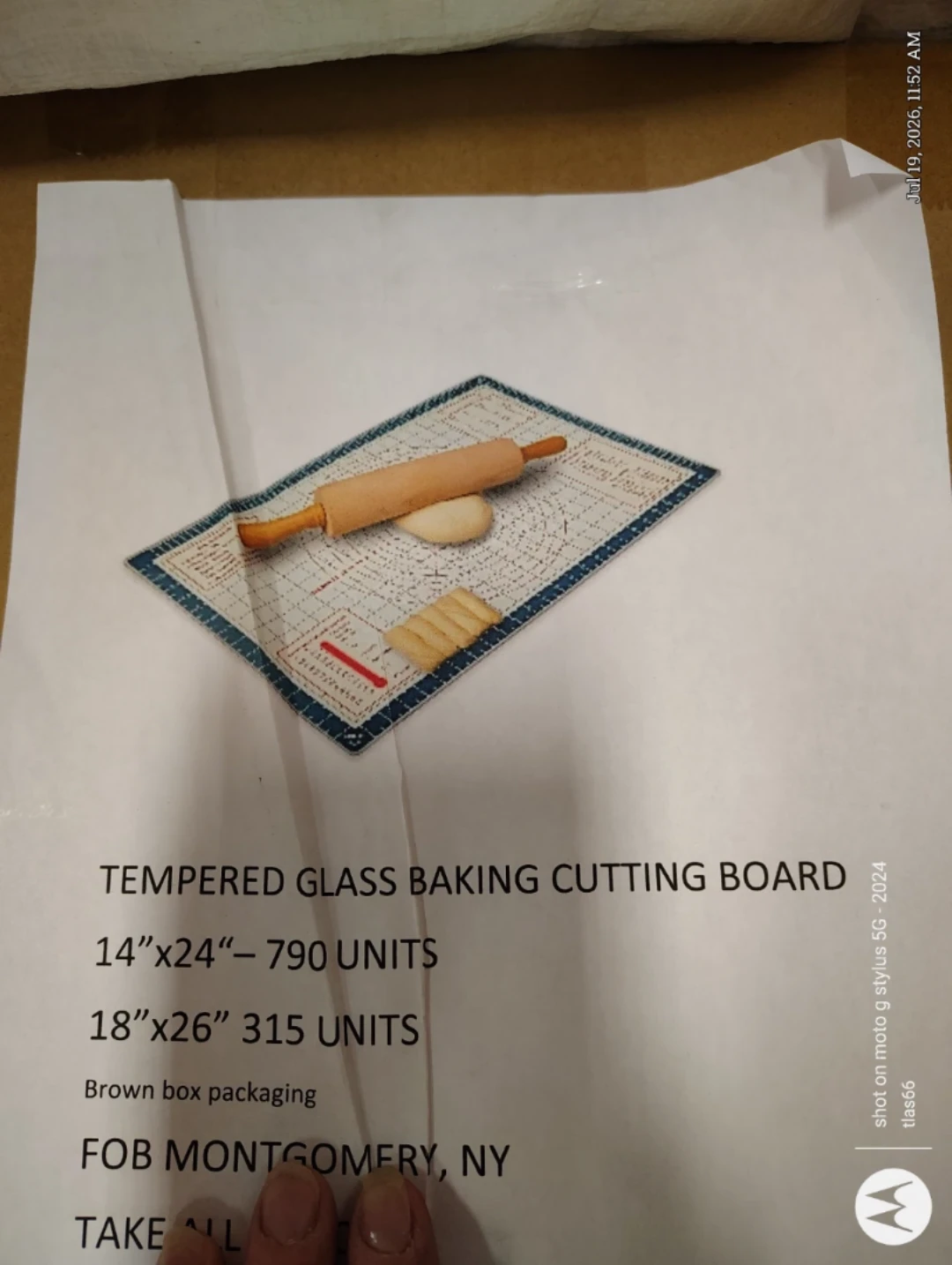 Parnoo Large Tempered Glass Baking Board 24" x 14"