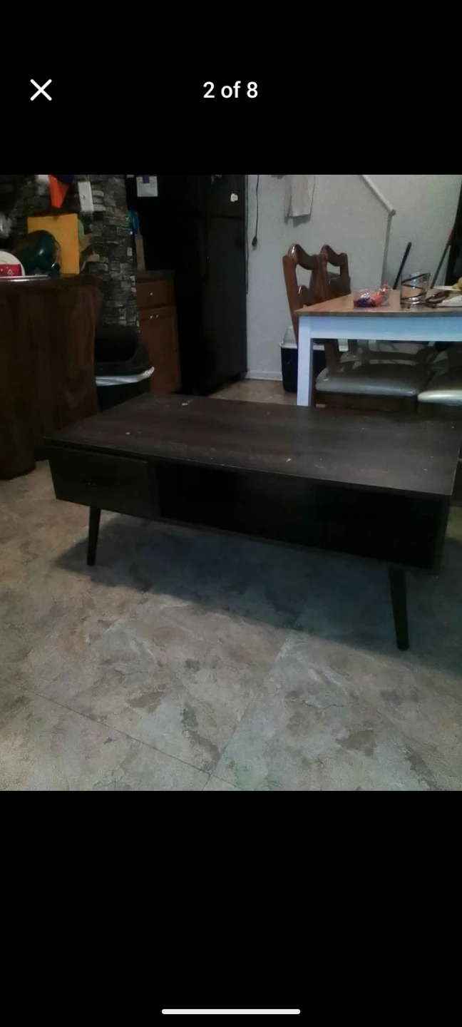 Dark Wood Coffee Table with Drawer - photo 4
