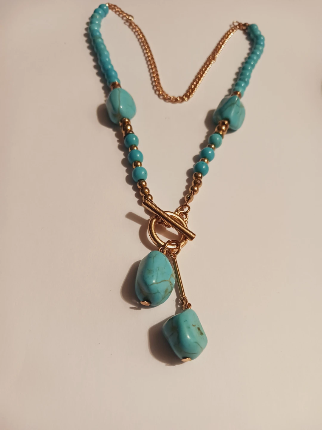 New !! Turquoise and Gold Tone Necklace - photo 3