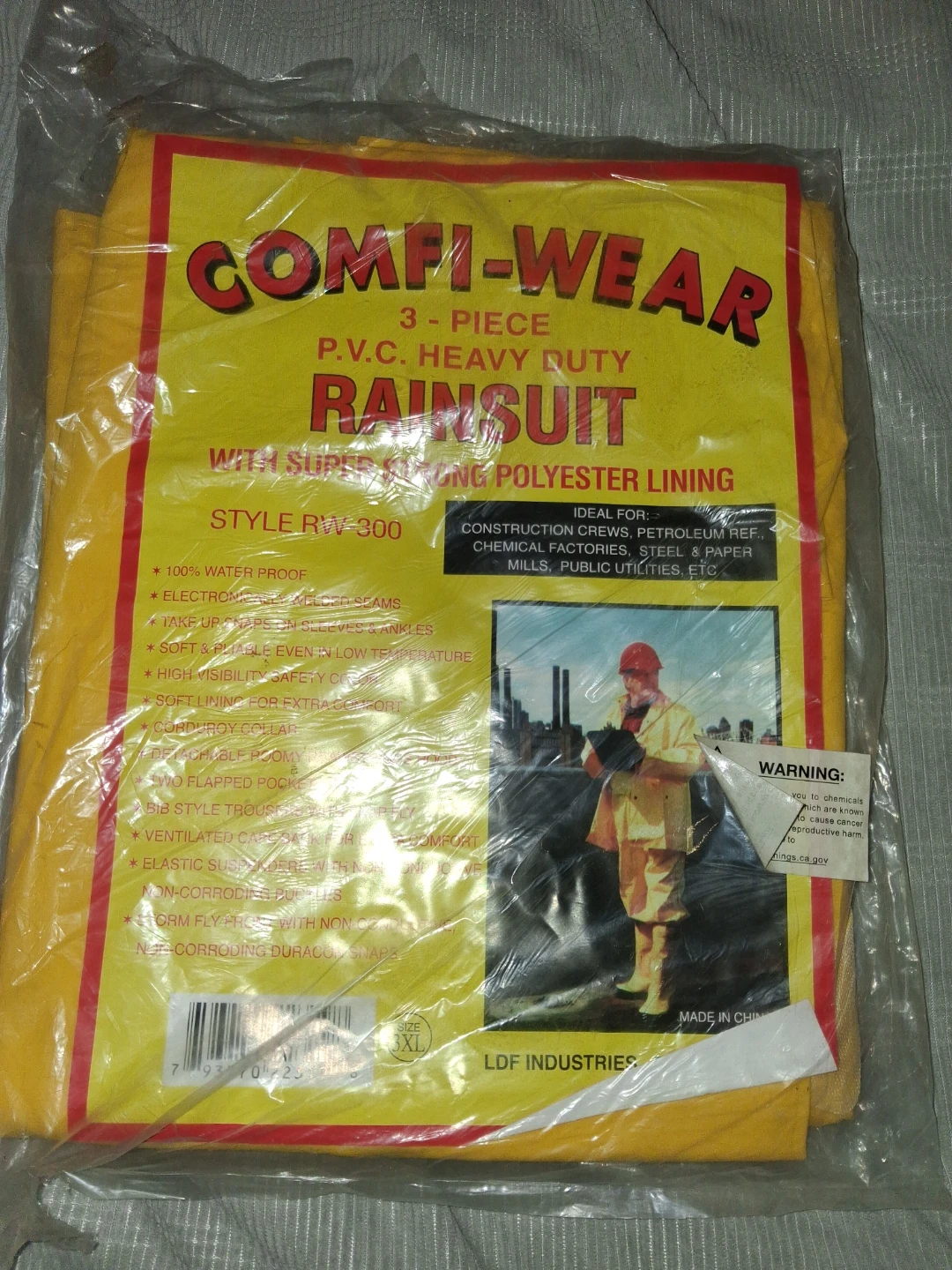 Comfi-Wear 3-Piece PVC Heavy Duty Rain Suit - 3XL
