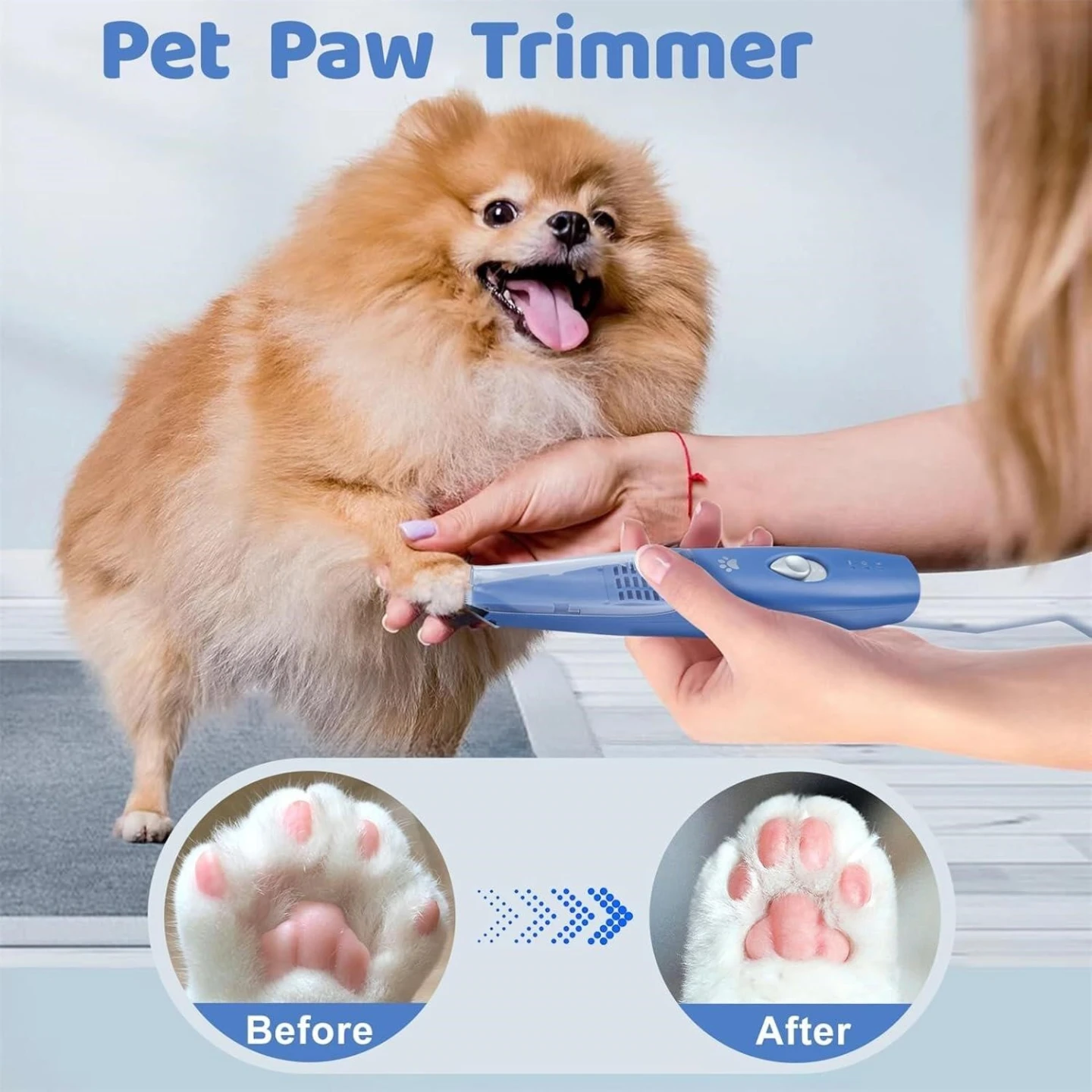 Blue Pet Paw Trimmer with Detachable Hair Storage - photo 3