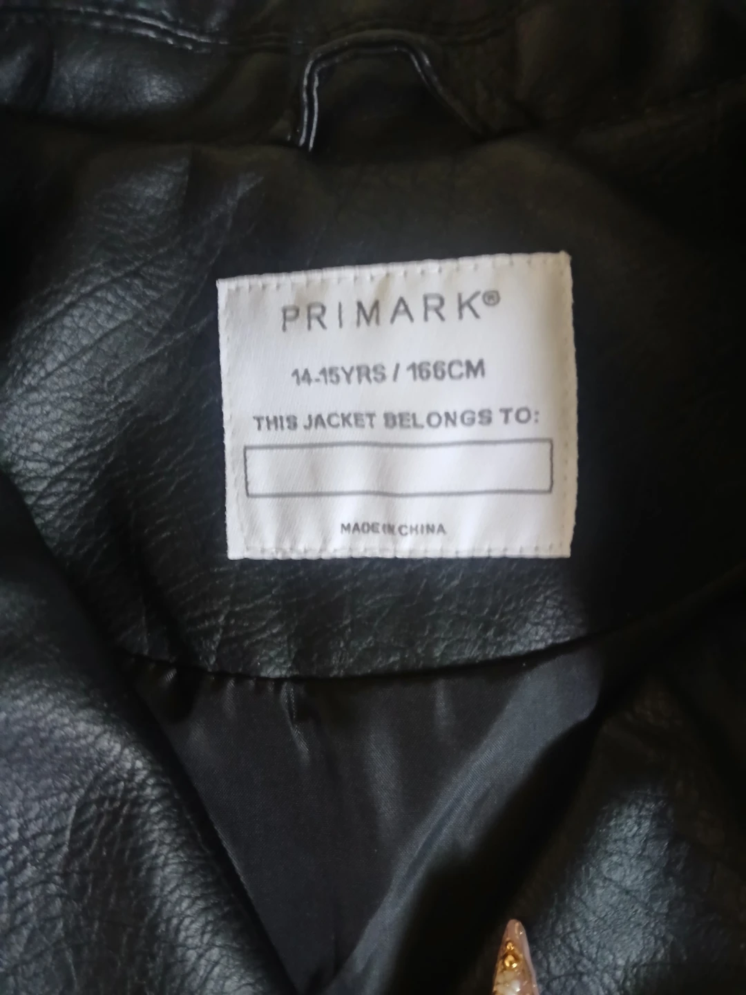 Primark Black Faux Leather Moto Jacket - Size 14-15 Years - photo 2