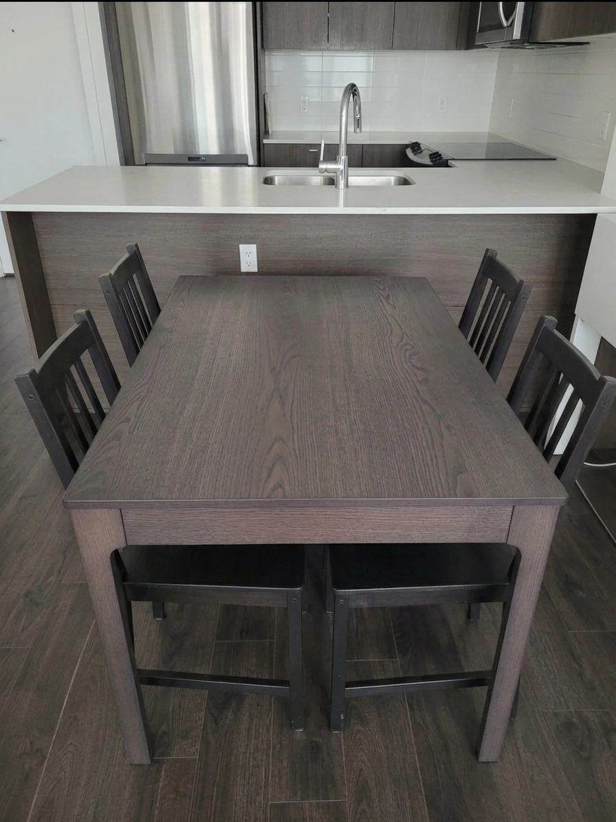 Ikea Dark Wood Dining Table with 4 Chairs