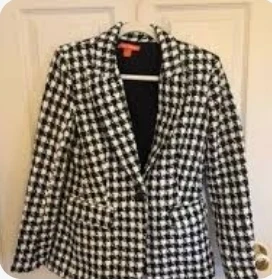 Women's Black and White Houndstooth Blazer - photo 5