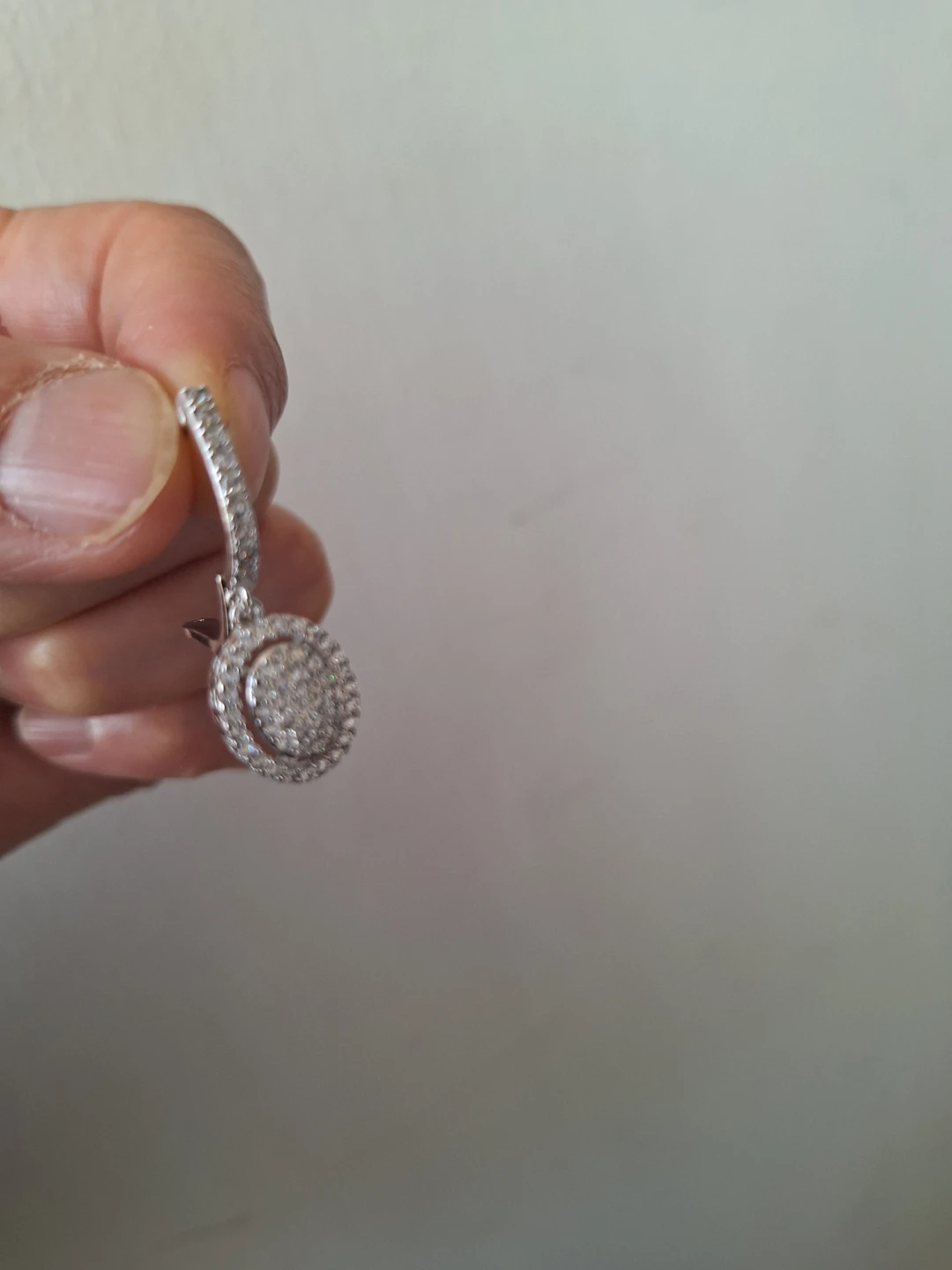 Cubic Zirconia. Silver-tone Drop Earrings with Rhinestones - photo 2