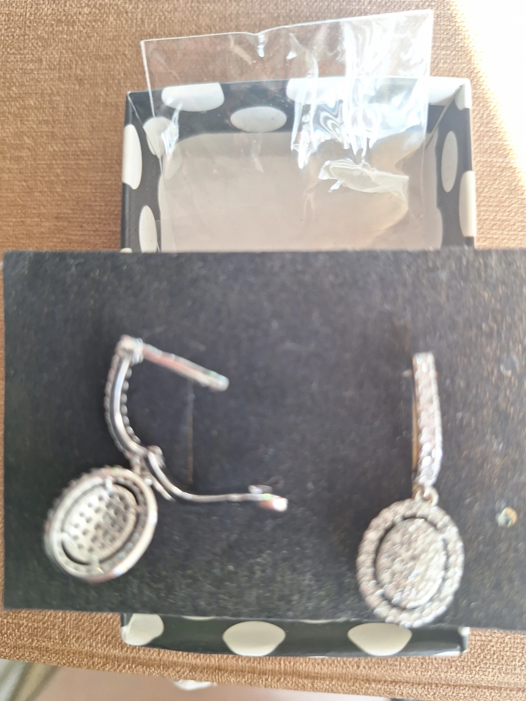 Cubic Zirconia. Silver-tone Drop Earrings with Rhinestones - photo 3