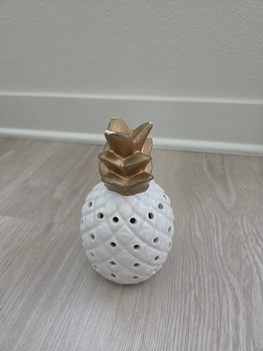 White and Gold Ceramic Pineapple Decor