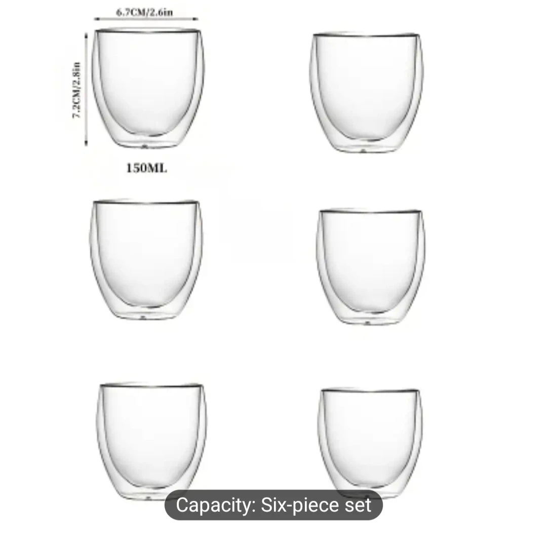 Double Wall Glass Cup Set of 6