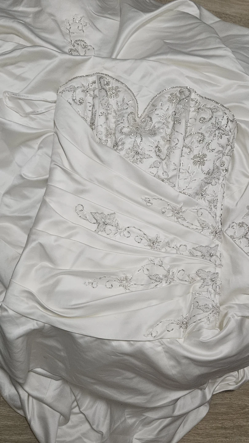 White Beaded Wedding Dress Strapless