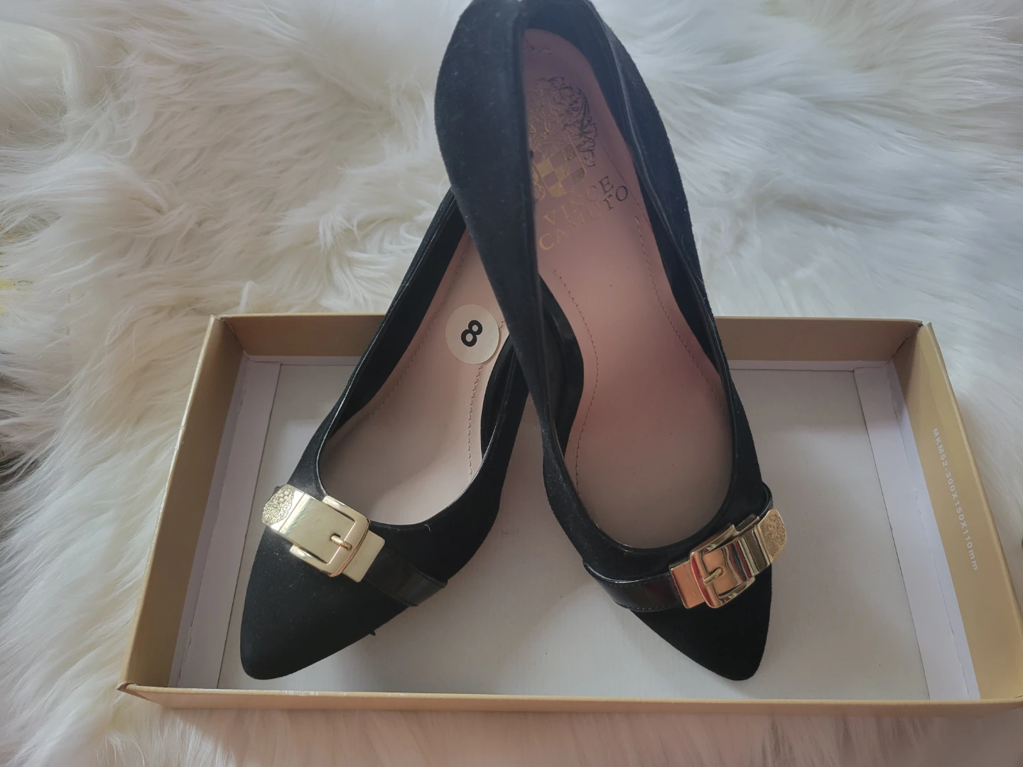 Vince Camuto Black Suede Buckle Heels Size 8