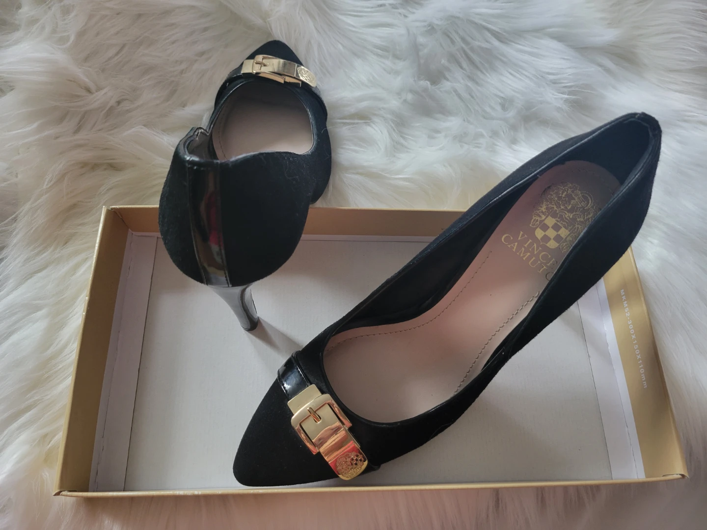 Vince Camuto Black Suede Buckle Heels Size 8 - photo 2