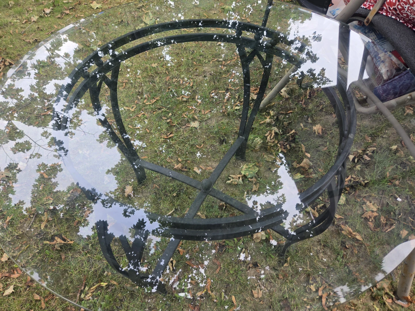 Round Glass Top Dining Table with Metal Base - photo 2