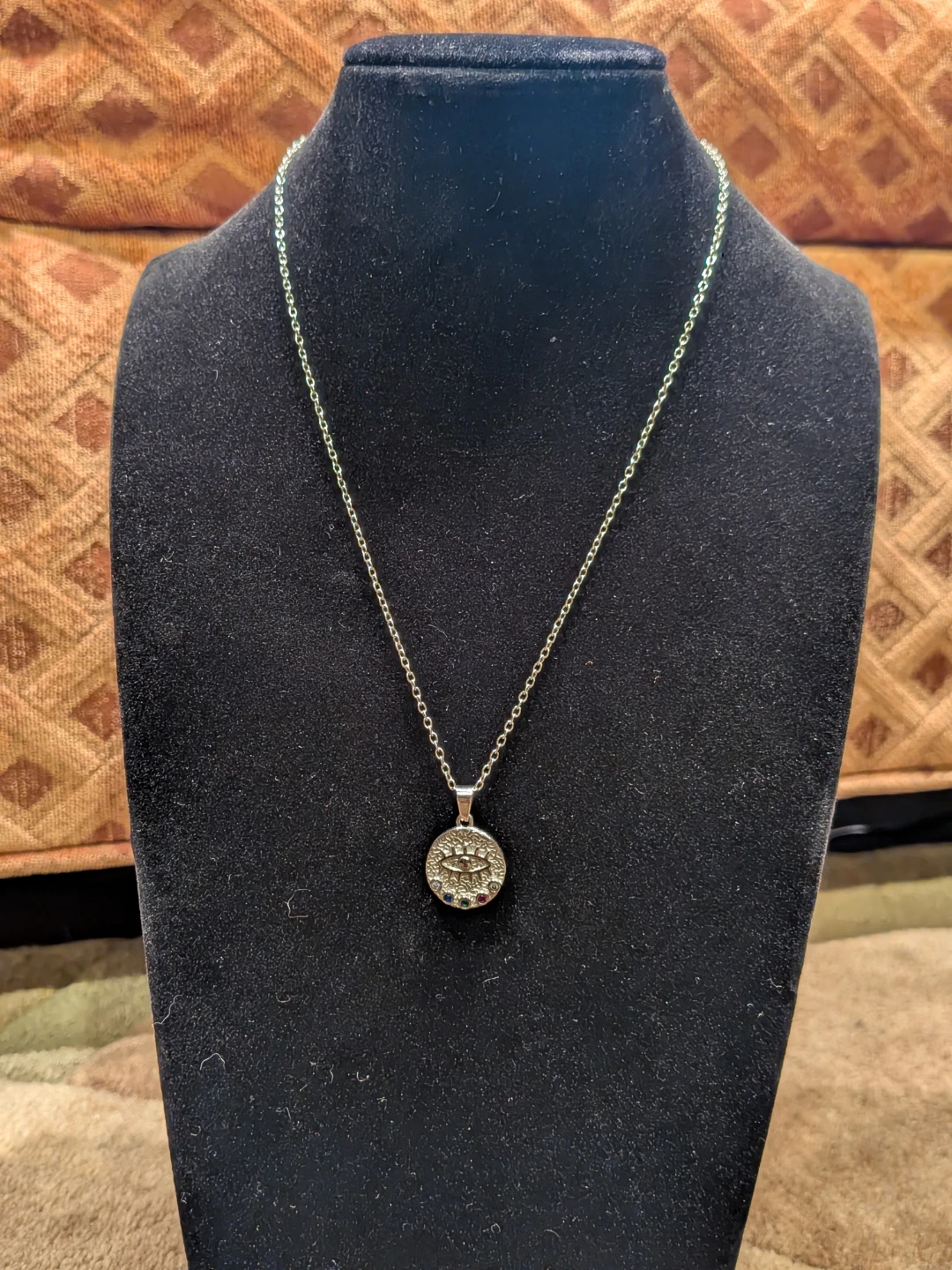 Silver Evil Eye Necklace with Gemstones - photo 2
