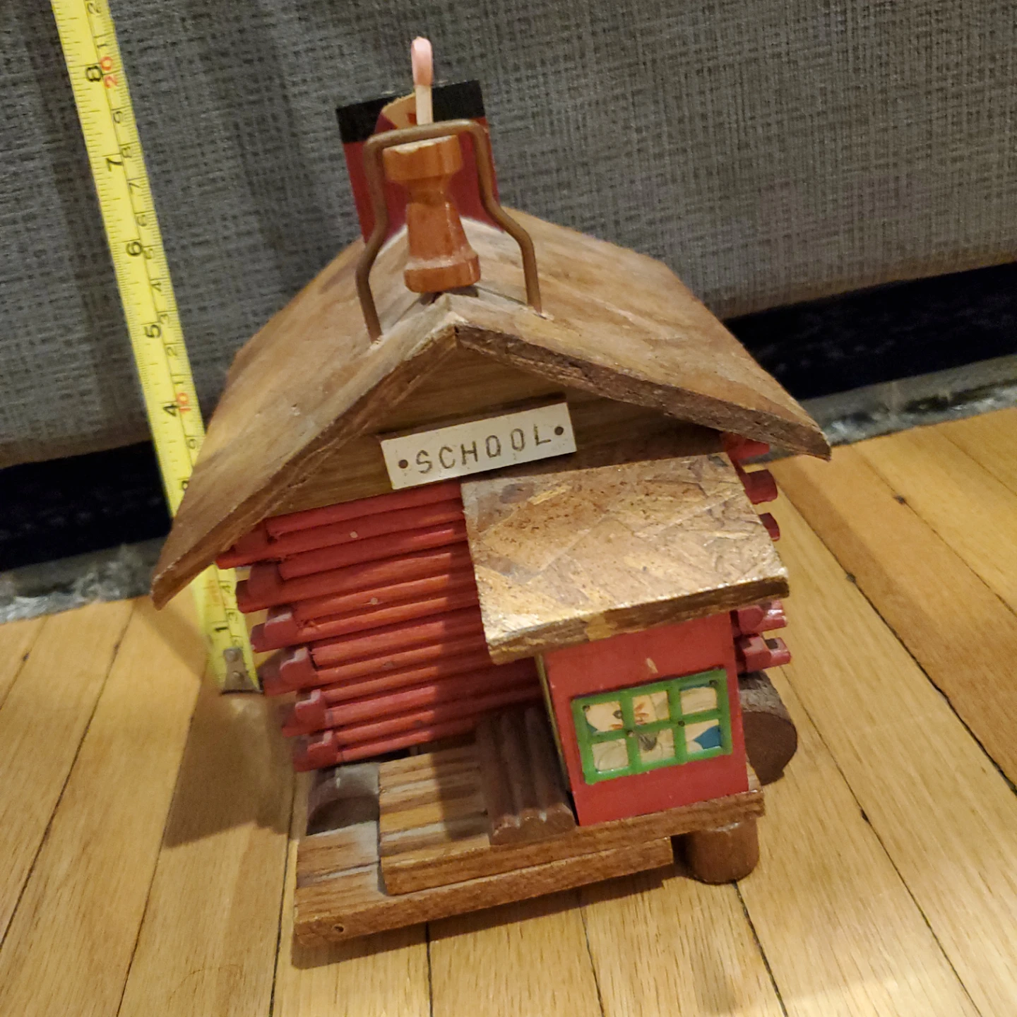 Vintage Wooden "SCHOOL" House piggy bank  Decor Piece