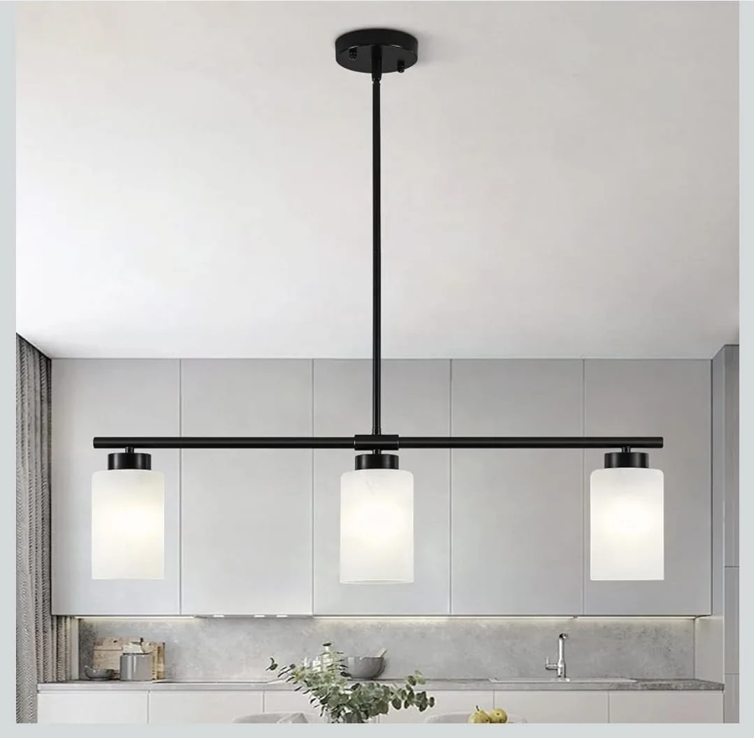3-Light Matte Black Linear Chandelier - photo 2