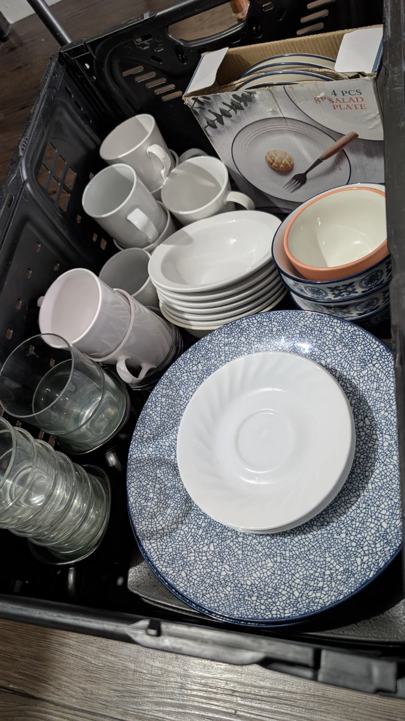Mixed Dinnerware Set - Plates, Bowls, Mugs, and Glasses