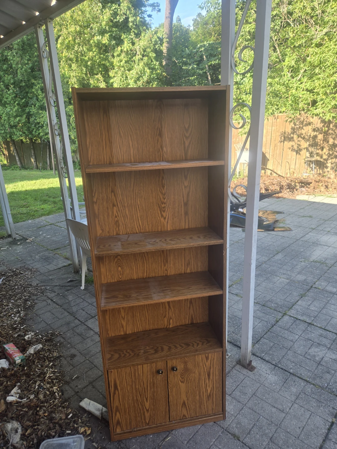 Brown Wooden Bookshelf with Cabinet