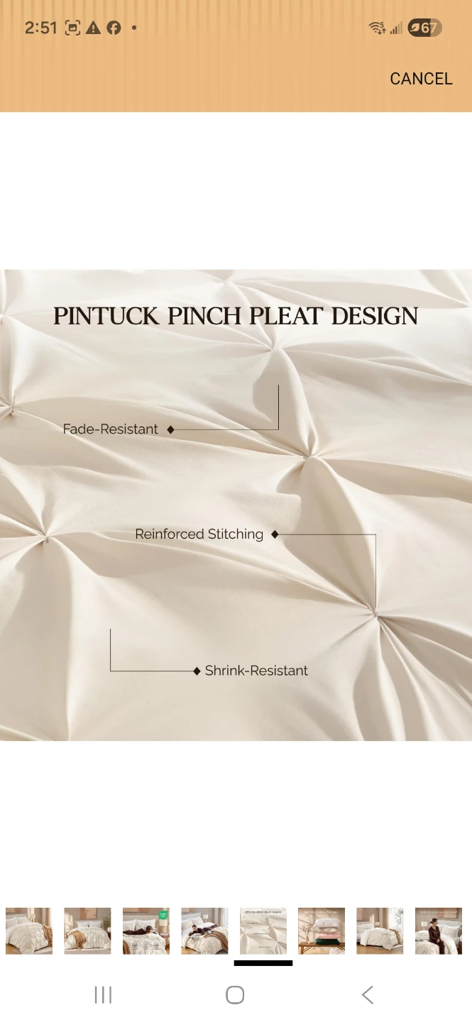 Pintuck Pinch Pleat Comforter Set - 3 piece set - King size - photo 5