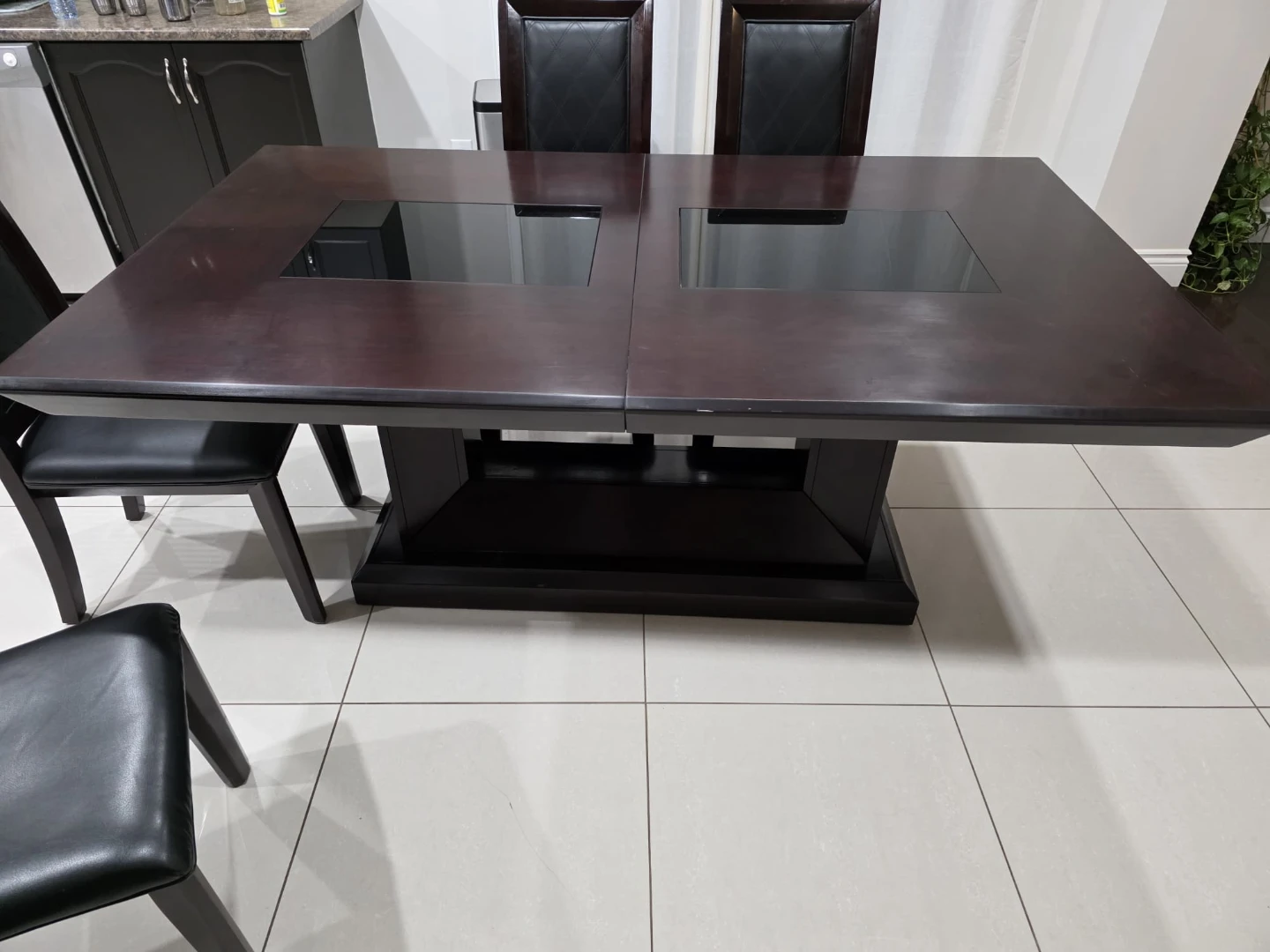 Dark Wood Dining Table and Chairs Set - photo 5
