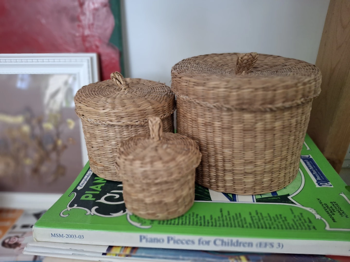 Woven Storage Baskets with Lids - Set of 3 - photo 3