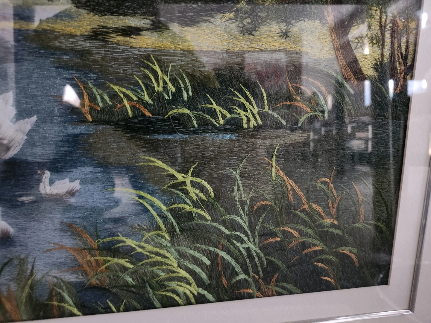 Framed Swan Embroidered Art - photo 3