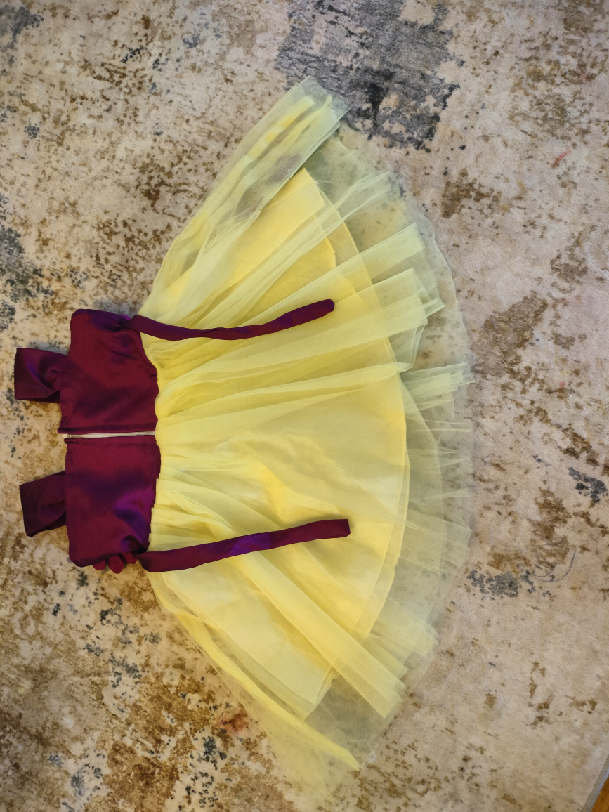 Girls' Plum & Yellow Butterfly Tulle Princess Party Dress - photo 2